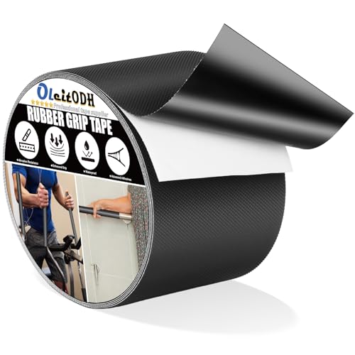 Image of Oleitodh 3 inch x 60 ft Rubber Grip Tape, Black, for Handles & Tools | Ultra-strong, waterproof non-slip tape, textured adhesive grip for gear, game controllers, or any slippery surface.