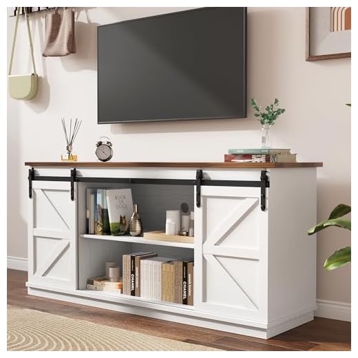 Farmhouse TV Stand with Sliding Barn Doors