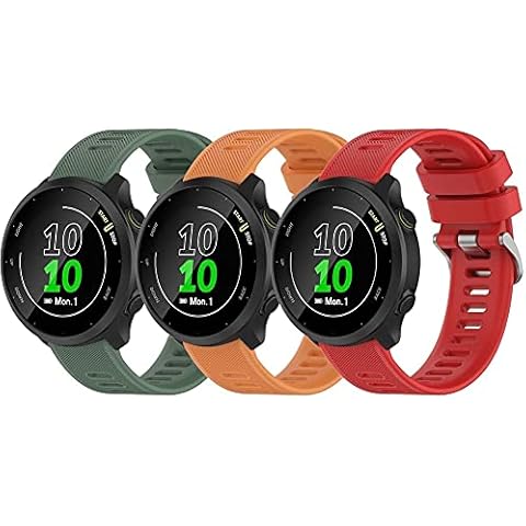 Gransho Correa de Reloj Compatible con Garmin Forerunner 158 / Forerunner 55, Silicona Correa Reloj con Acero Inoxidable Hebilla desplegable (3-Pack J) Cover
