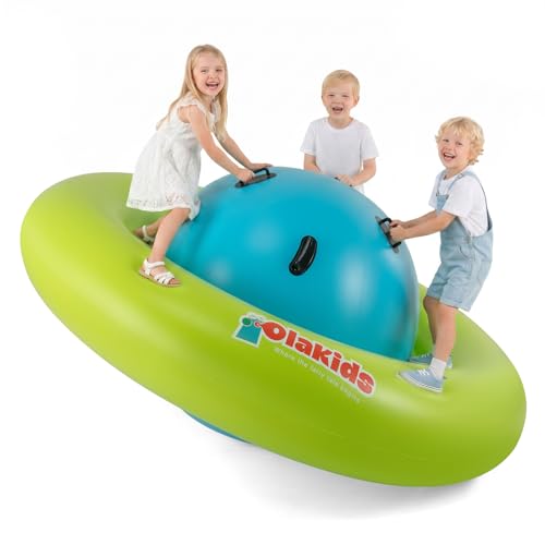 OLAKIDS 8FT Inflatable Dome Rocker Bouncer, Outdoor Kids Giant Roll and Play Seesaw Rocker with 6...