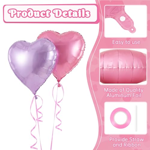 Image of 12 Pcs Colorful Heart Balloons,18 Inch Heart Foil Balloons Love Balloon Valentine Balloon for Birthday Party Wedding Engagement Party Baby Shower Valentine Day Decorations
