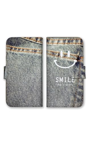 Google Pixel 8a 用 ケース 手帳型 グーグルピクセル8a スマホケース おしゃれ デニム風 ジーンズ風 にこちゃん スマイル カラー10