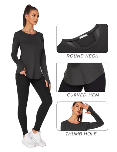 PINSPARK Long Sleeve Workout Tops for Women Mesh Workout Shirts with Thumb Holes for Hiking Yoga Running Pilates3