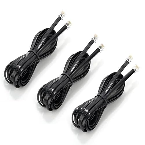 Seefeful Telephone landline Extension Cord Cable, with Standard RJ-11 6P4C Plug (6.6Ft / 3Pack)