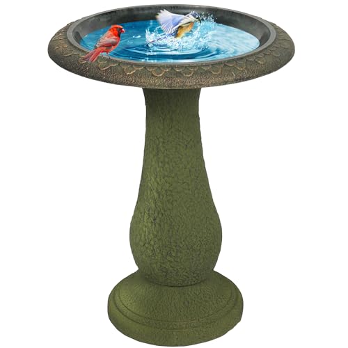 Solution4Patio Fiberclay Outdoor Bird Bath, Weather-Resistant Garden Decor with Non-Slip Basin, Durable Marble-Look Bird Baths for Outdoors, Easy-Clean Birdbath for Outside for Lawn Yard Garden
