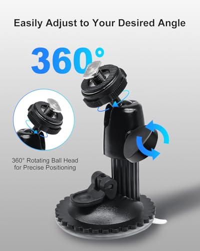 Image of Windshield Suction Mount for Backup Camera Monitor System - Heavy-Duty 5kg Load Capacity, Metal Construction, 360 Adjustable Ball Head, No Drill Easy Install for Car /RV /Truck