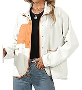 REVETRO Women's Sherpa Jacket Long Sleeve Fuzzy Fleece Winter Coat Button Down Outwear with Zippe...