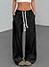 AlvaQ Womens Plus Size Fashion Striped Wide Leg Pants Winter Casual Loose Pajamas Lounge Bottoms Trousers with Pockets Black 1X
