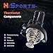 HiSport Thermostat Housing Assembly - Compatible with Ford Transit Connect 2014-2022 Fusion 2006-2020 Escape 2005-2019 EcoSport 2004-2012 Focus 2003-2011 Ranger 2001-2011 Ka - Replace 34044