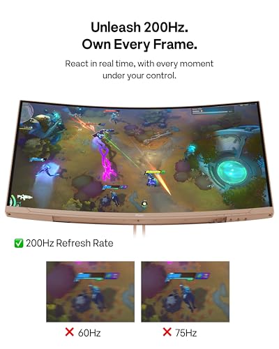 Image of Pixio PXC248WAVE Beige 24 inch 200Hz Refresh Rate FHD 1080p Resolution 1500R Curve Fast VA Panel 1ms GTG Response Time HDR Curved Gaming Monitor and PS1S Wave Blue Beige Monitor Arm