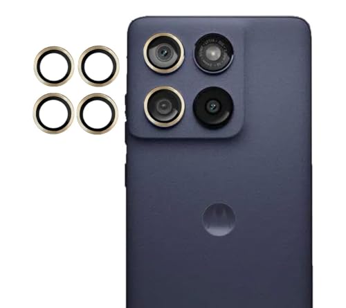 Image of FabeKee Tempered Glass Camera Lens Protector For Motorola Edge 70 9H Hardness, Full Coverage Anti Scratch Camera Metal Ring Gold