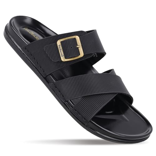 Image of WALKAROO PLUS Men's Fashion Slide Sandal with Cushion Insole and Broad Overfoot Straps with Buckles for Casual Footwear - WGP53071