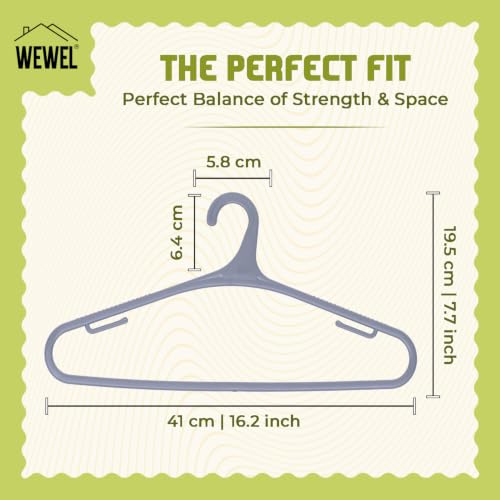 Image of WEWEL 25 Pcs Premium Hangers for Hanging Clothes (Matt Finish)(Bendless Design)(Grey | 25)