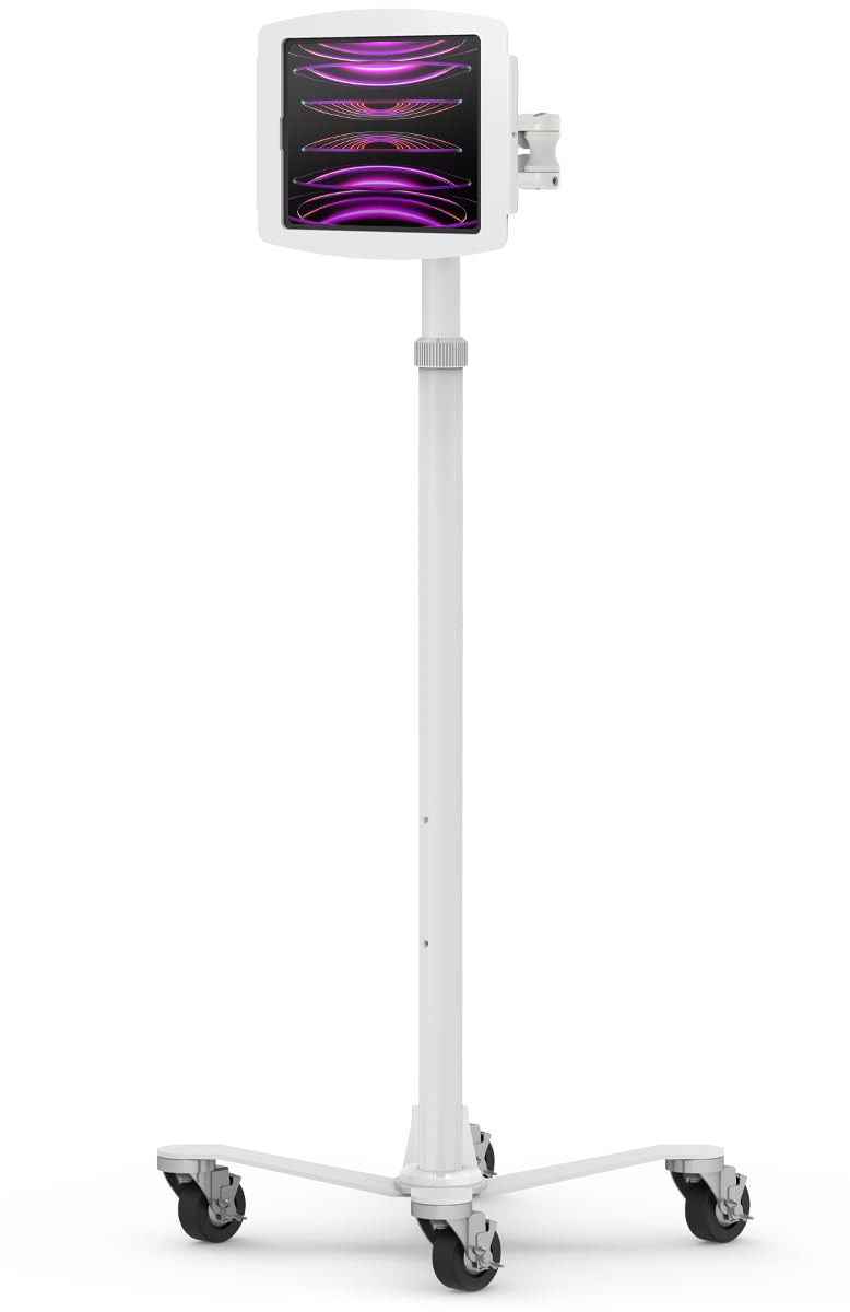Compulocks iPad Pro 12 9 3-6th Gen Gen Space Enclosure Aluminum Medical Rolling Cart Extended with VESA Plate