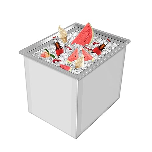 awolsrgiop Drop in Ice Chest, 21.2 x 16.8 x 17.6 Inch w/Cover Stainless Steel Ice Cooler 66L All-in-One Open Ice Chest Cooler Stand Outdoor Cold Plunge Accessories for Cold Wine Beverage