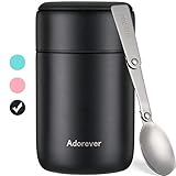 Insulated Food Jar, 17 oz Vacuum Insulated Stainless Steel Lunch Thermos for Hot Food Wide Mouth Leak Proof Food Soup Thermos Adult Kids Thermos with Folding Spoon for School Office Picnic Travel