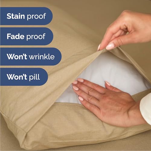 Image of Cal King 6 Piece Bed Sheet Set - Soft, Breathable & Cooling - Heathered Tan | Ultra-Soft Hotel Luxury Bedding Set with 8-16 Inch Deep Pockets, 1 Flat & 1 Fitted Sheet & 4 Pillowcases, Wrinkle & Fade Free