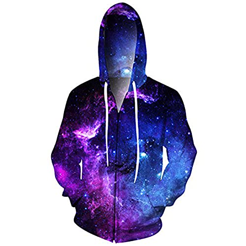 Uideazone Space Collection Juniors All Over Galaxy Printed Zipper Hoodie...