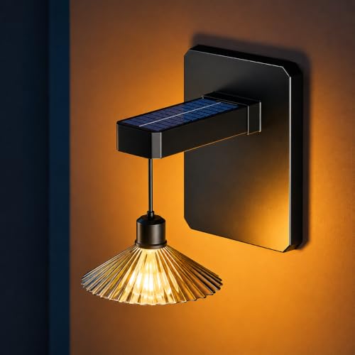 Image of XERGY Solar Powered Outdoor Wall Light Lantern, Retro Hanging Sconce Design, 1500mAh Battery, Decorative Lamp, 2 Light Mode, Waterproof for Porch, Balcony, Gate & Wall Decor (Bulb Included)