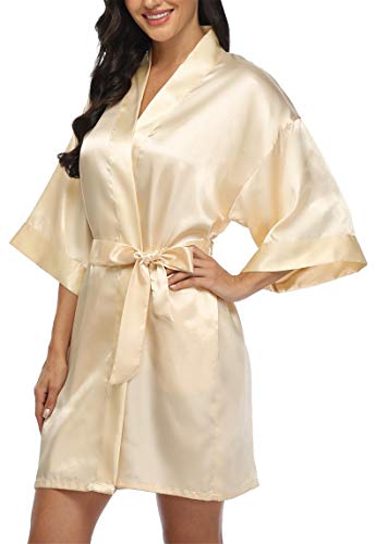 Image of Giova Women Bridal Robe for Bride and Bridesmaid Getting Ready Wedding Party Bathrobe