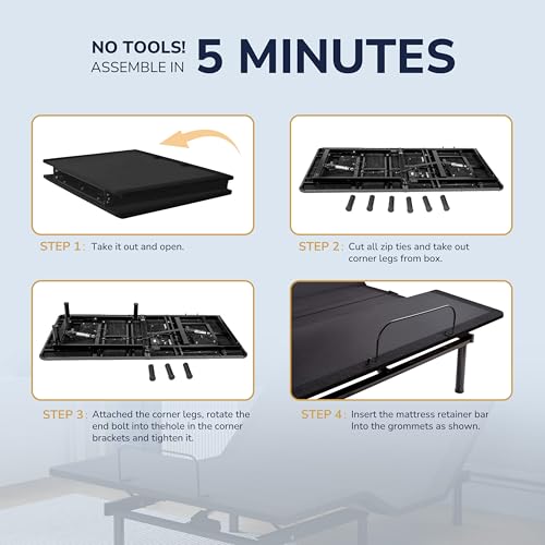 Image of EGOHOME Split King Adjustable Bed Frame and 12 inch Memory Foam Mattress