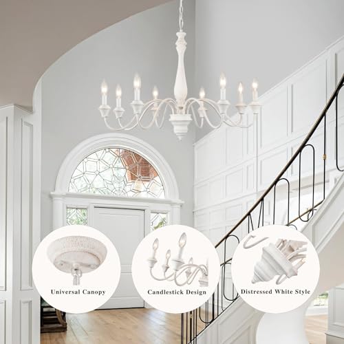 Sjccdsgs 53608 White Farmhouse Chandelier- 8 Light French Country Chandeliers thumb #4