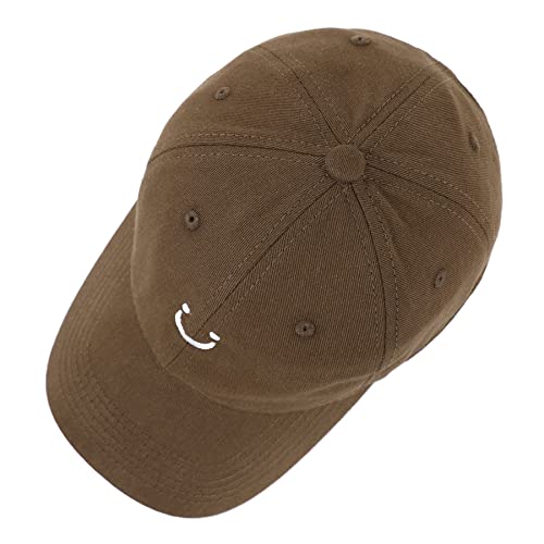 Zando Unisex Smiley Face Baseball Cap Women Embroidered Baseball Hat For Women Trucker Hat Adjustable Dad Hat Golf Running Hats For Women Men Cotton Baseball Caps For Women Sun Preppy Hat Brown Hat #TOP4