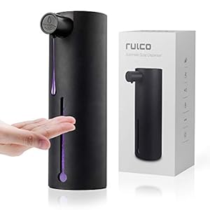 Rulco Automatische zeepdispenser, roestvrij staal, zwart design, 500 ml. Wandzeepdispenser of staand voor keuken en badkamer, waterdichte dispenser, infrarood contactloze dispenser.