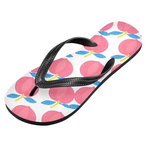 Sinestour Peach Leaves White Flip Flops for Beach Thong Sandals Anti-slip Lightweight Beach Slippers for Indoor Outdoor House2