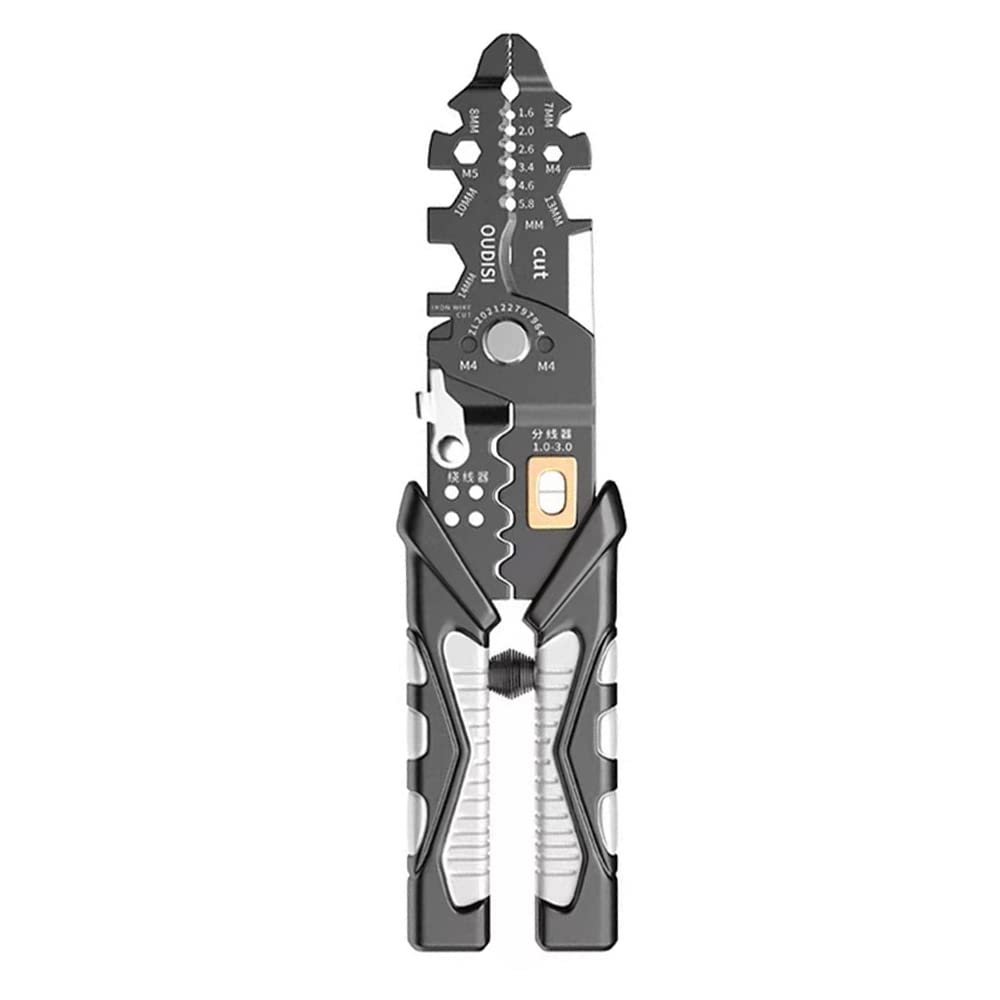 KKnoonMulti-Functional Chrome Vanadium Steel Pliers Electrician Wire Separating Crimping Stripping Cutting Winding Clamping Tools for Home Appliance Maintenance