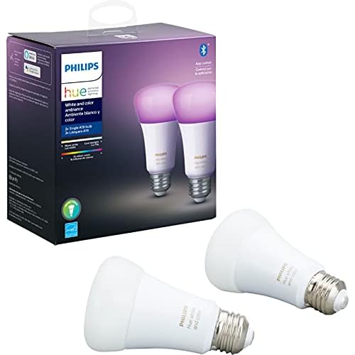 Philips Hue Premium Smart Bulbs, 16 Million Colors, for Most Lamps & Overhead Lights, Hub Required, Compatible with Alexa, Apple HomeKit and Google Assistant (2 Pack)