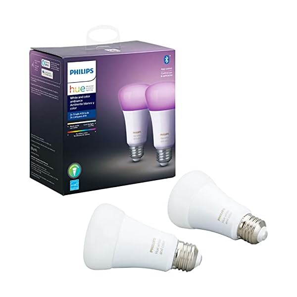Philips Hue Premium Smart Bulbs, 16 Million Colors, for Most Lamps & Overhead Lights, Hub Required, Compatible with Alexa, Apple HomeKit and Google Assistant (2 Pack)