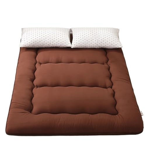 Colchón plegable grueso – Colchoneta portátil para dormir de 180 x 220 cm para dormitorio y suelo – Cómoda almohadilla marrón ideal para invitados, días de descanso y camping