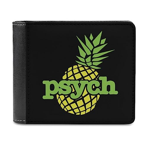 Psych Pineapple Bifold Wallet PU Leather Pocket Wallet Fashion Slim Purse with Card Holders for Men Women