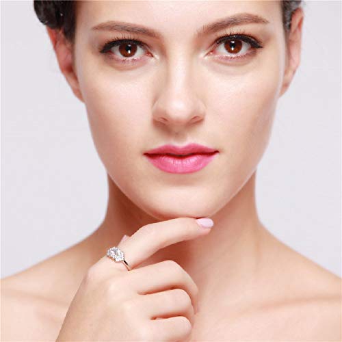 Uloveido Women's Platinum Plated Cubic Zirconia Ring, Simulated Diamond Anniversary Ring for Women WX0152