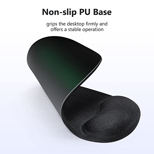 Soqool Mouse Pad, Ergonomic Mouse Pad With Comfortable Gel Wrist Rest Support And Lycra Cloth, Non-Slip Pu Base For Easy Typing Pain Relief, Durable And Washable, Classic Black #TOP4