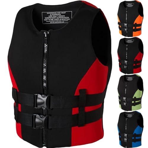 Chaleco Salvavidas de Neopreno Ajustable, Ayuda a la flotabilidad for Adultos de 48 a 110 kg, Paddle Surf, Kayak y Deportes acuáticos.(Red,XL78 90KG)