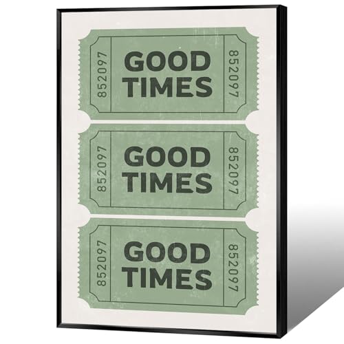 Vintage Funky Green Good Times Ticket Wall Art Print Poster