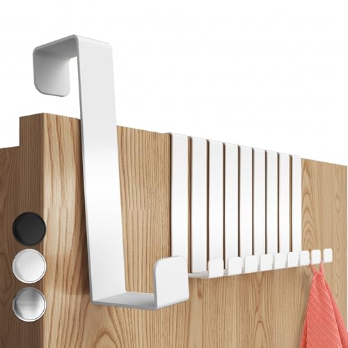 Menz Türhaken zum Einhängen, 10er Set - Kleiderhaken an Tür, stabile Haken zum Einhängen, platzsparende Türgarderobe für ganze Wohnung, universelle Türhakenleiste, weiß