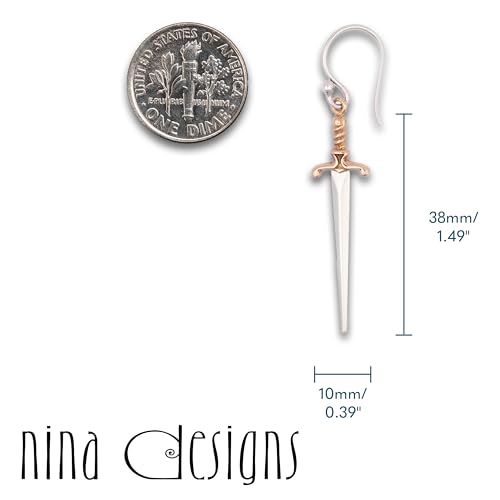 Nina Designs Sterling Silver Earrings - Dangle Earrings 925 Sterling Silver Earrings for Women, Dangle Earrings for Women, Mixed Metal Earrings4