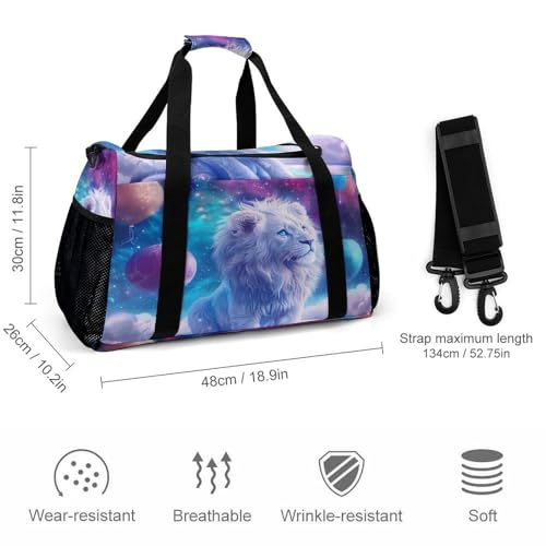 Outers-Spacees Liones Gym Bag Travel Duffle Bags Shoulder Carry On Weekender Bag Hangbag for Women Men2