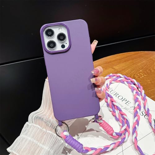 Étui cordon iPhone 11 Pro Max coque silicone avec collier ajustable violet