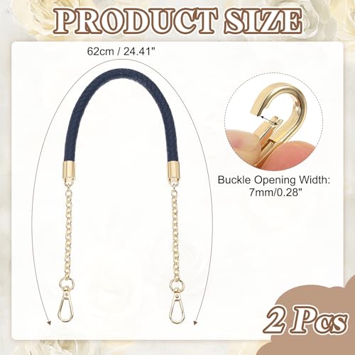 Sangles de sac à main tressées bleu foncé de 61 cm avec boucle - 3