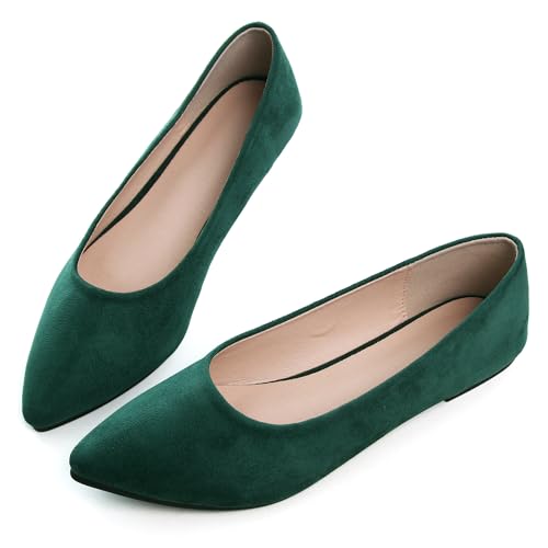 Image of Dear Time Women's Pointed Toe Ballet Flats Simple Casual Office Work Flats Slip-on Comfortable Shoes