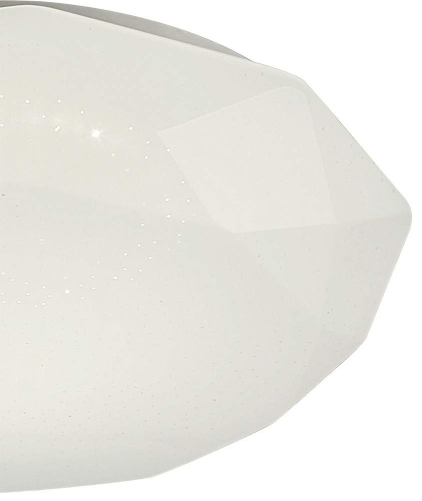 Mantra Iluminación. Modelo DIAMANTE II. Plafón de techo en forma de talla de diamante de 51,5 cm de diámetro en color blanco. Fuente de luz LED de 54W 3000K 3900lm