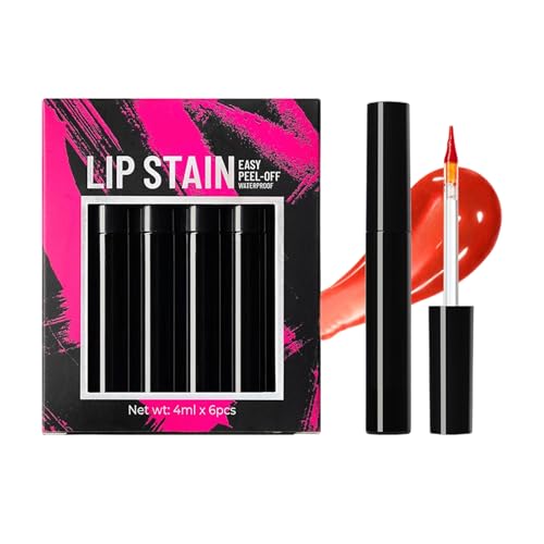 Tinte de Labios de Pelado,Maquillaje Labial Tinte - 6 Unidades Antimanchas Alta Pigmentación para Mujer Regalos Novia Hermana Familia Amigas