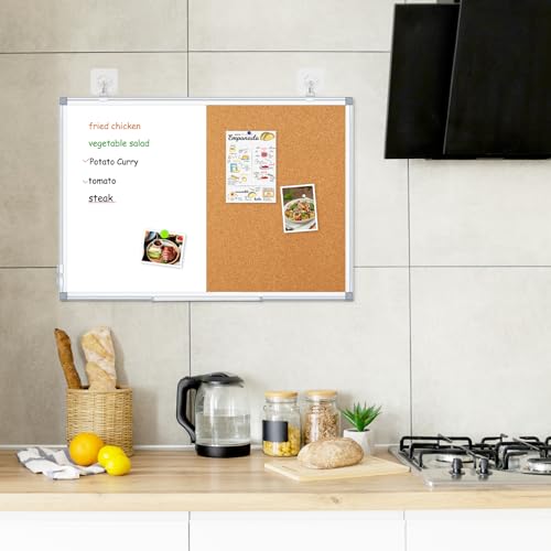 Dollar Boss DB-WB-ZY-6090 Magnetic Dry Erase Board And Cork Bulletin Board Combination,White Board Cork Board Combo 36X24 Inch,Push Pin Board Vision Board Whiteboard thumb #7