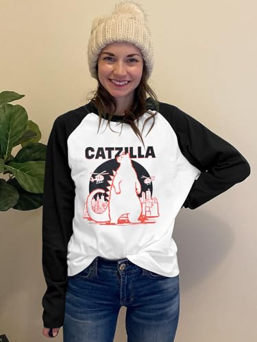 Image of JINTING Cat Shirts for Women - Loose Fit Lightweight Long Sleeve Graphic Autumn Outfits Printed Blouse Casual Tops
