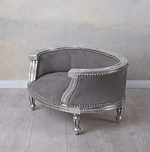 Hundebett Barock Silber Grau Hundesofa Small Katzenbett cat700e19 Palazzo Exclusiv