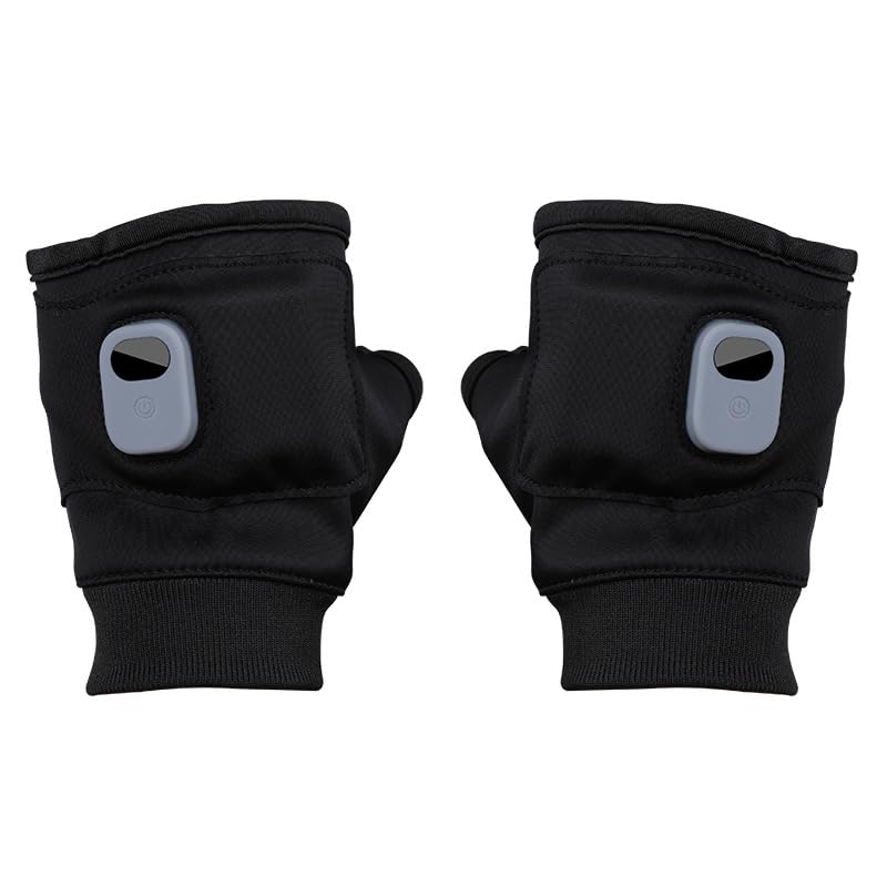 SXHEYUY Gants Chauffants, Gants Chauffants Rechargeables Gants d'hiver pour Hommes Femmes, Gants Chauds Moto Ski 1800Mah, Gants Chauffants sans Doigts,Noir